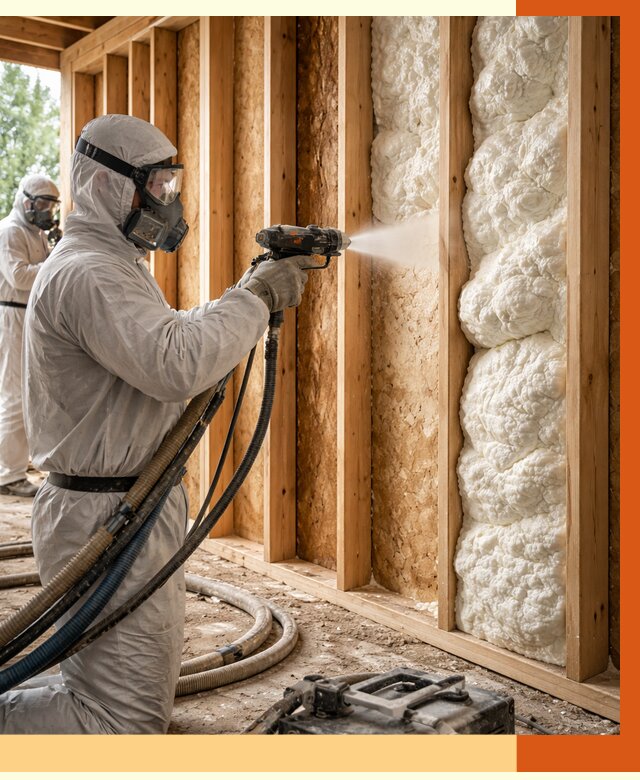 Утепление каркасного дома ППУ в Абакане от 2860 руб./м2 — работа под ключ | ТепломастерБкн