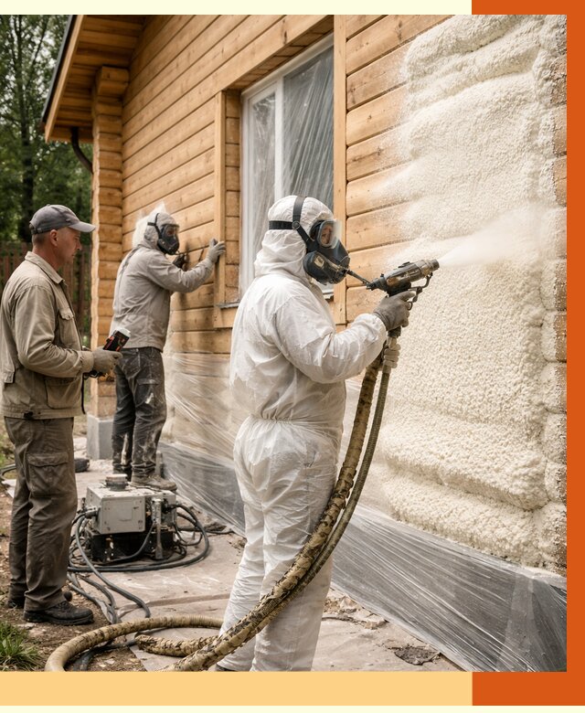 Утепление дома из бруса ППУ в Абакане от 3933 руб/м2 под ключ | ТепломастерБкн