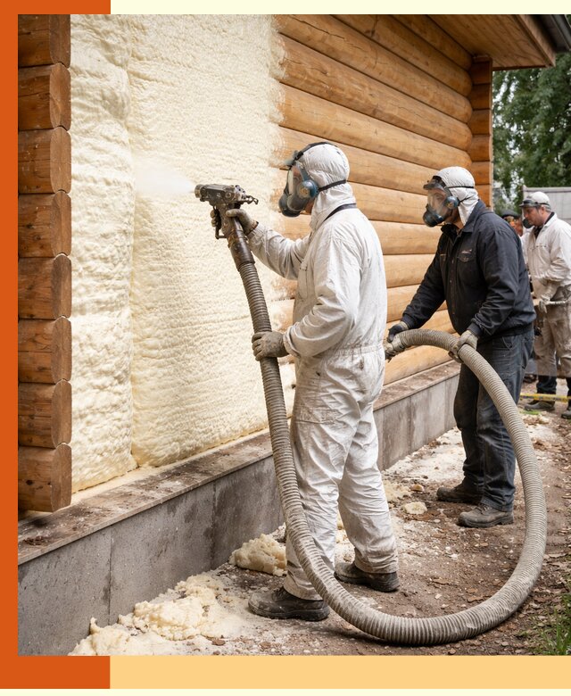 Утепление дома из бруса пенополиуретаном в Абакане