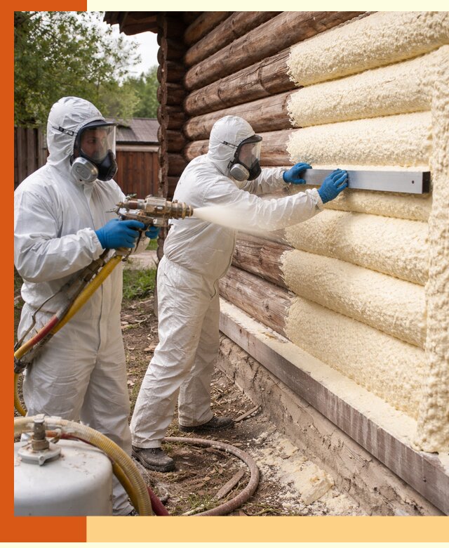 Утепление бревенчатого дома ППУ в Абакане эффективной изоляцией