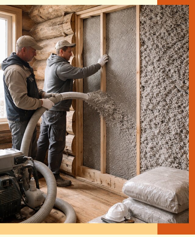 Утепление бревенчатого дома эковатой в Абакане от 2809 руб. | ТепломастерБкн