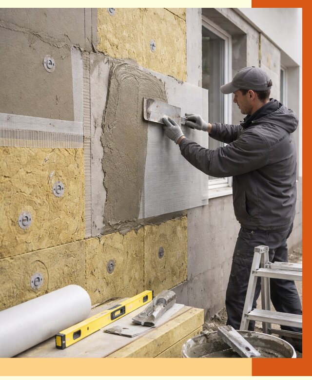 Утепление фасада под штукатурку в Абакане от 4290 руб/м2 — монтаж пенопластом и минватой | ТепломастерБкн