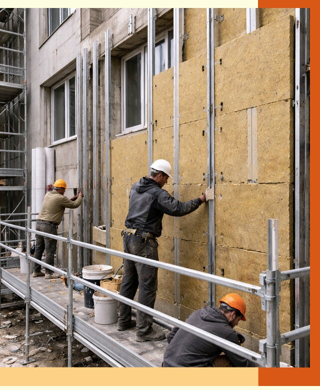 Утепление вентилируемого фасада в Абакане от 5720 руб/м2 — монтаж и утепление вентфасад | ТепломастерБкн