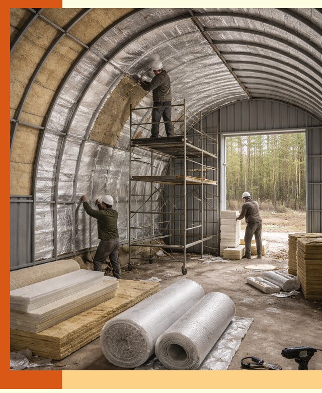 Утепление арочного ангара под ключ в Абакане