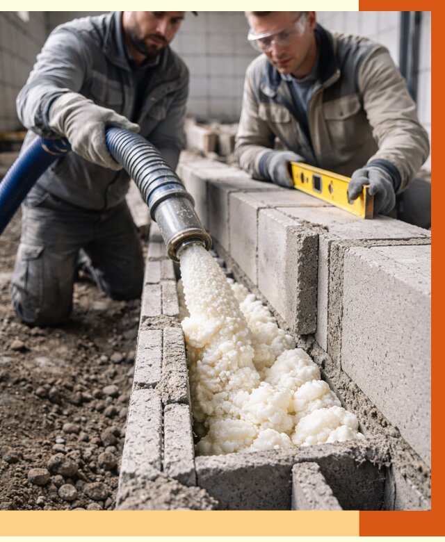 Заполнение колодцевой кладки ППУ в Абакане от 4290 руб. за м2 | ТепломастерБкн