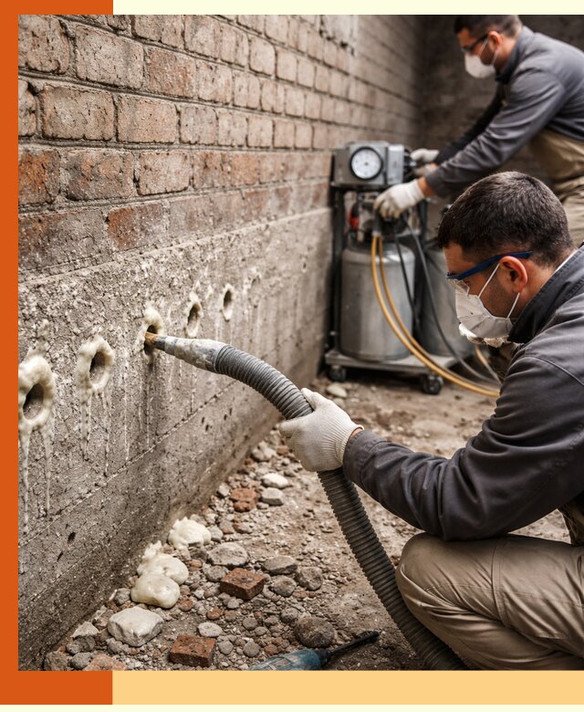 Заполнение колодцевой кладки ППУ в Абакане быстро и герметично