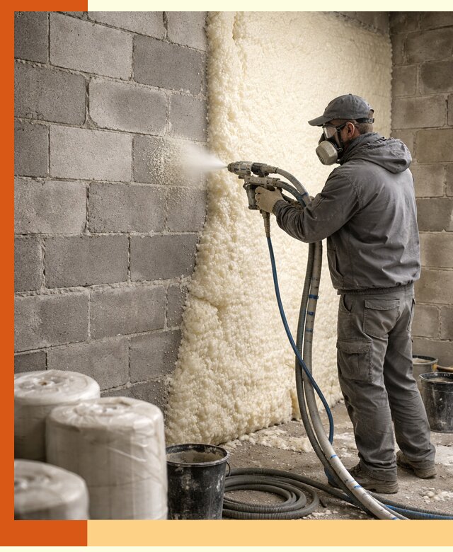 Утепление блочной стены ППУ в Абакане качественно и надёжно