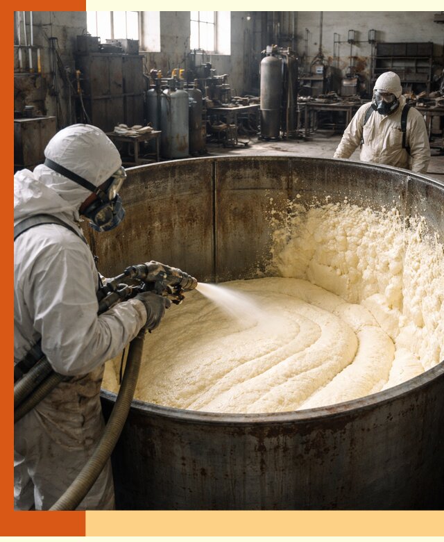 Заливка ппу в емкости с полной изоляцией и герметизацией в Абакане