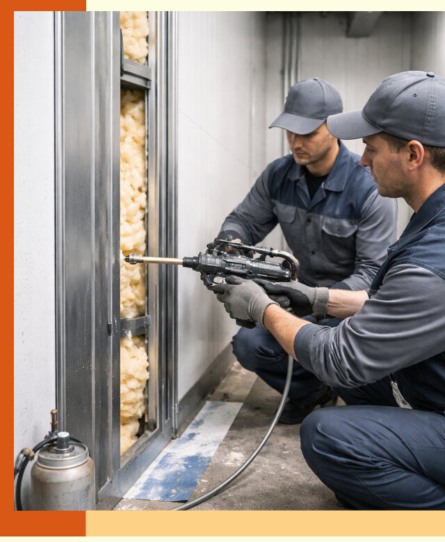 Заполнение пустот холодильных панелей в Абакане специализированной пеной