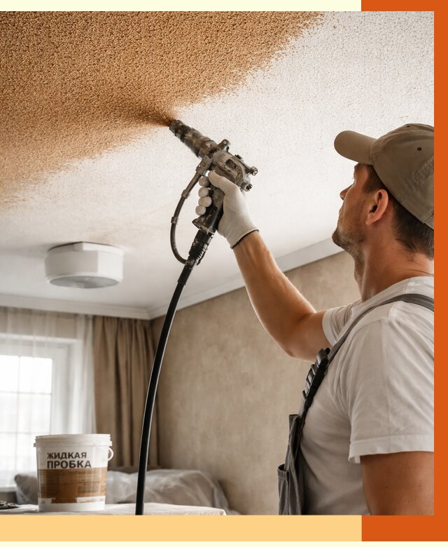 Утепление потолка жидкой пробкой в Абакане от 3575 руб. | ТепломастерБкн