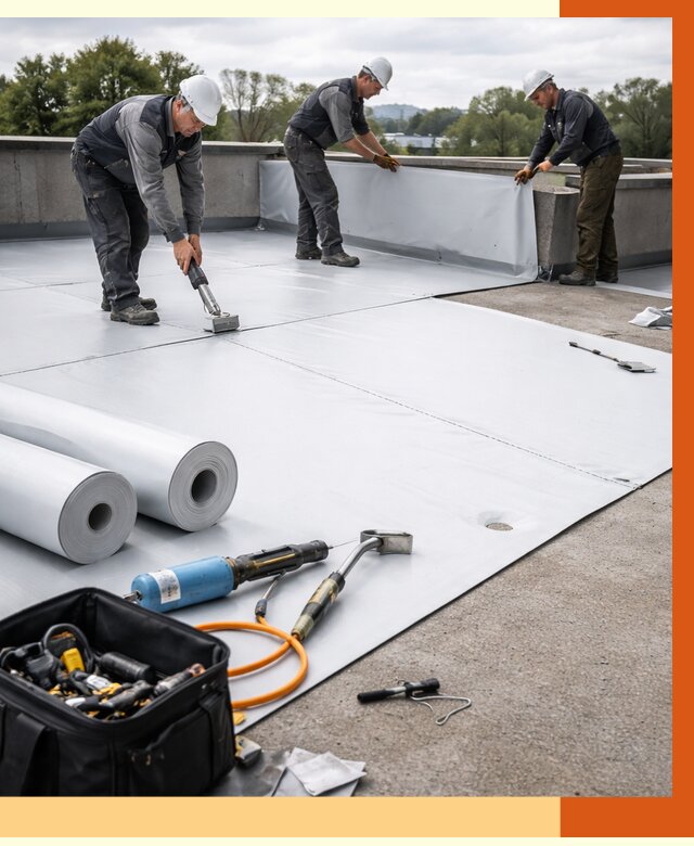 Гидроизоляция мембранной кровли в Абакане от 7661 руб./м² — профессионально | ТепломастерБкн