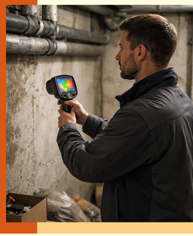 Тепловизионное обследование подвала в Абакане для поиска утечек тепла