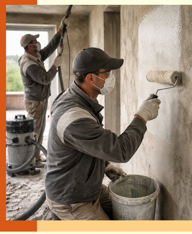 Подготовка поверхности под напыление утеплителя в Абакане